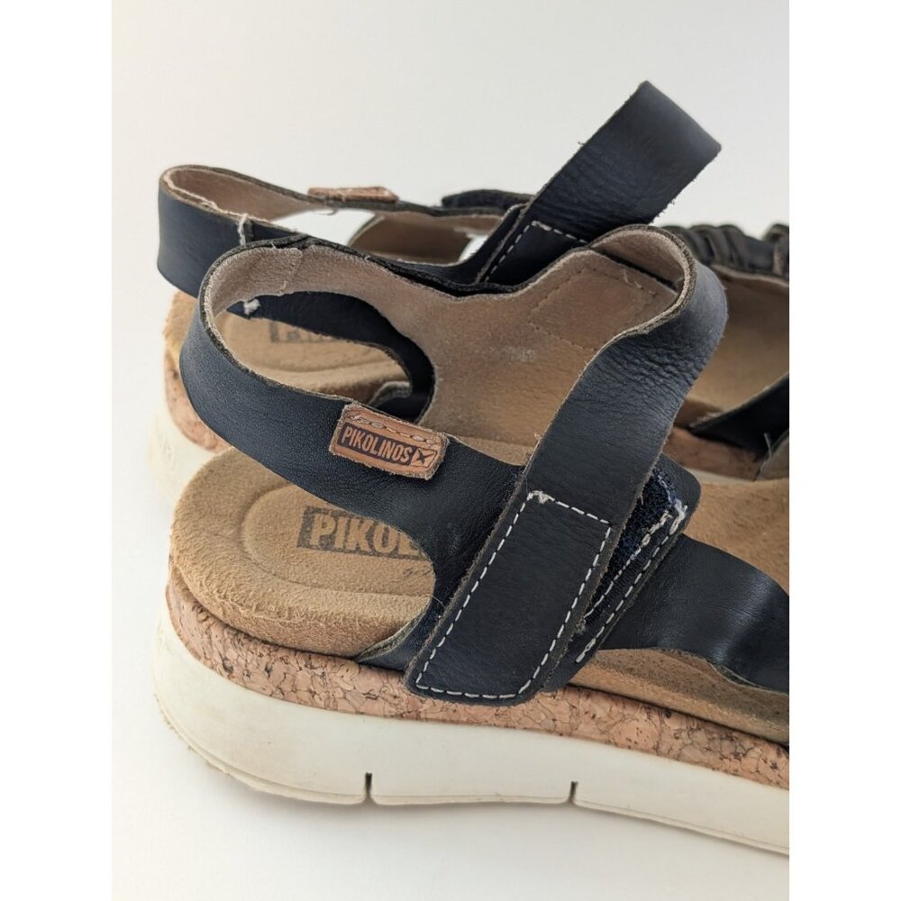 Pikolinos Women's Palma W4N Black Leather Wedge Sandals Size 7 - 7.5 - Picture 2 of 11